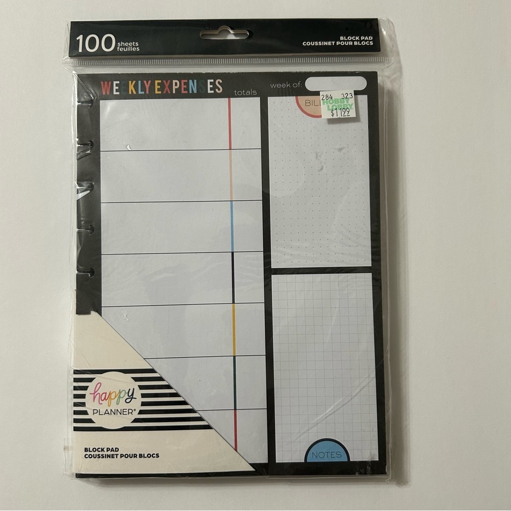 NEW Happy Planner Colorful Weekly Expenses Block Pad